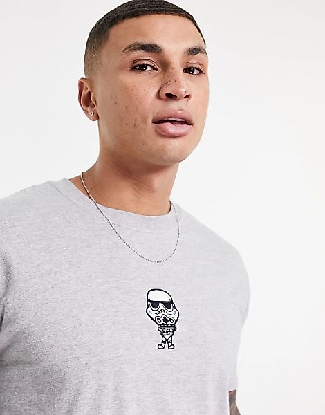 Storm Trooper – Oversize-T-Shirt mit Stickerei-Grau günstig online kaufen