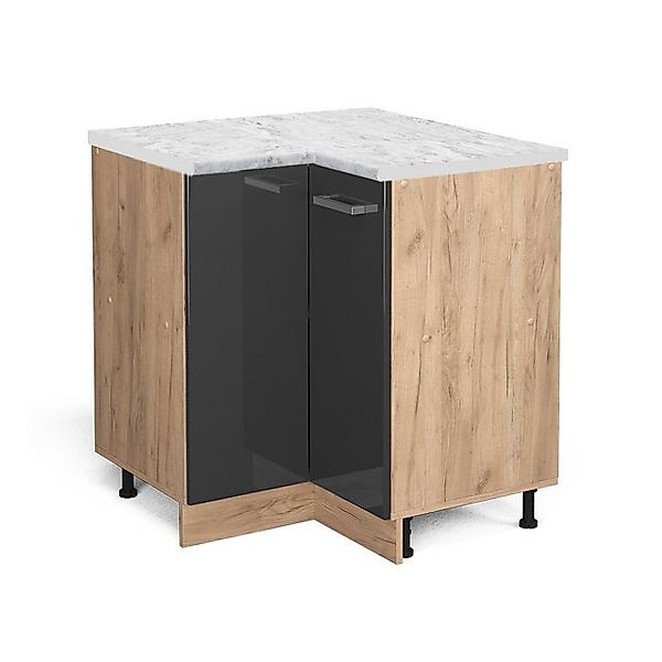 Vicco Eckunterschrank R-Line Anthrazit Hochglanz/Goldkraft Eiche 76 cm AP M günstig online kaufen