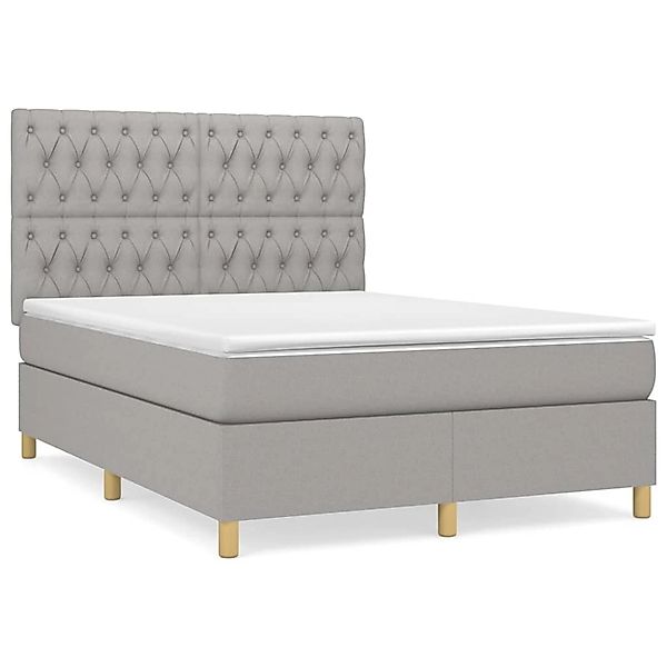 vidaXL Boxspringbett mit Matratze Hellgrau 140x200 cm Stoff1397352 günstig online kaufen