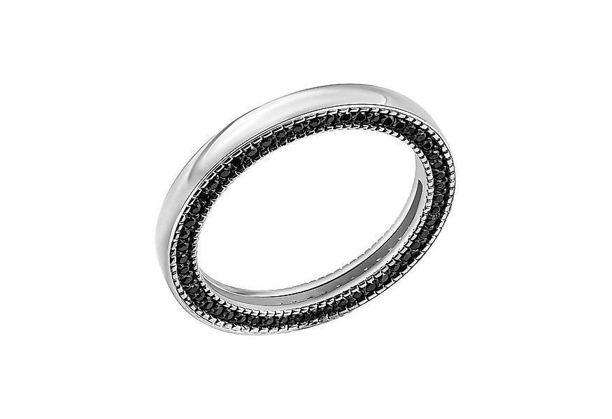 CELESTA Fingerring Silber 925 rhodiniert mit 104 schwarzen Zirkonia-Steinen günstig online kaufen