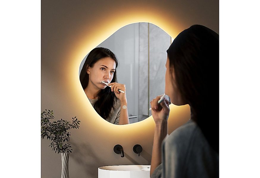 WDWRITTI Wandspiegel mit beleuchtung Badspiegel LED Touch Modern Dreifarbig günstig online kaufen
