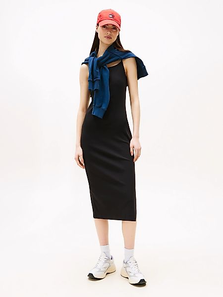 Tommy Jeans Trägerkleid "TJW STRAPPY BADGE RIB MIDI DRESS" günstig online kaufen