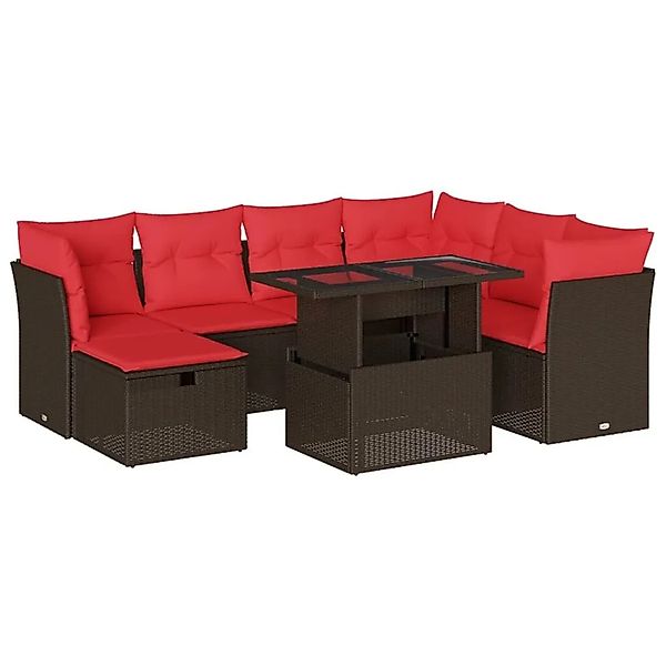 vidaXL 8-Tlg Gartensofa-Set mit Kissen Braun Polyrattan 3274684 günstig online kaufen