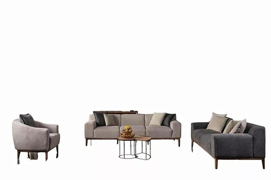 JVmoebel Sofa Komplette Couchgarnitur Sofagatnitur Sofa 4+3+1 Sitzer Sessel günstig online kaufen
