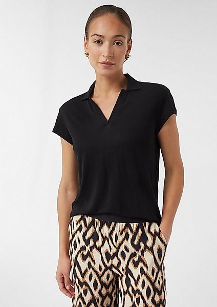 comma Kurzarmshirt T-Shirt Jersey-T-Shirt aus Leinenmix mit Polokragen günstig online kaufen