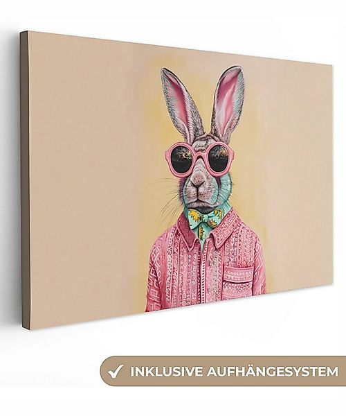 OneMillionCanvasses® Leinwandbild Grau - Kaninchen - Bluse - Fliege, Fotodr günstig online kaufen