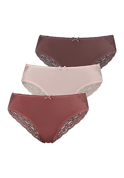 Vivance Brasilslip, (3er-Pack), aus elastischer Baumwolle mit floraler Spit günstig online kaufen