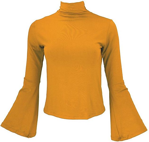 Guru-Shop Longsleeve Schmales Langarmshirt mit Trompetenärmeln und.. altern günstig online kaufen