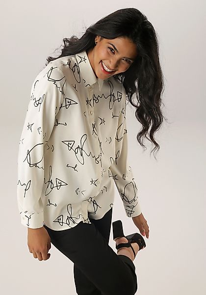 Aniston SELECTED Hemdbluse, mit modisch stilvollen All-over-Print günstig online kaufen