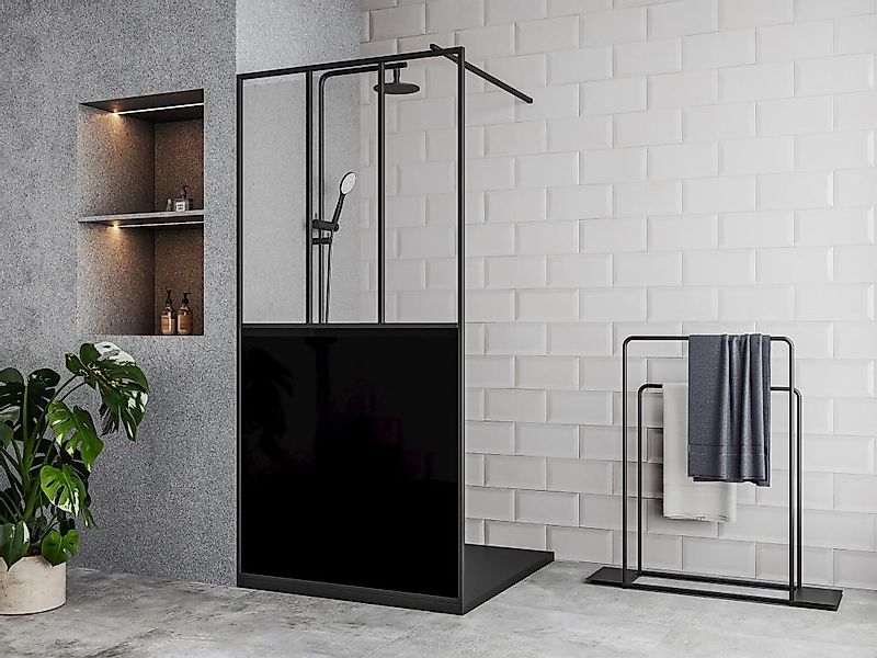 Duschtrennwand Seitenwand italienische Dusche - Schwarz matt - Industrial S günstig online kaufen