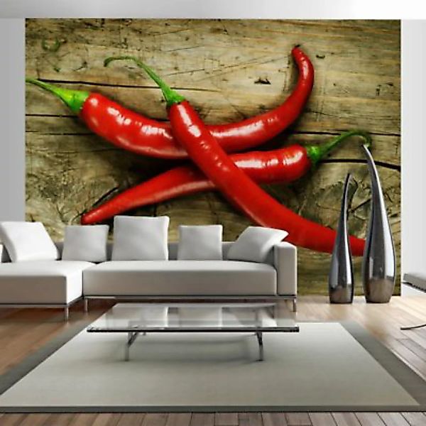 artgeist Fototapete Spicy chili peppers mehrfarbig Gr. 300 x 231 günstig online kaufen