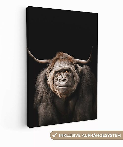 OneMillionCanvasses® Leinwandbild Gorilla - Schwarz - günstig online kaufen