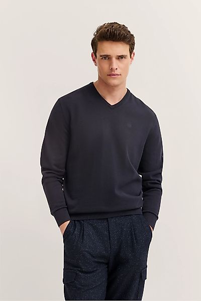 bugatti V-Ausschnitt-Pullover "Basic Essential" aus reine Baumwolle günstig online kaufen