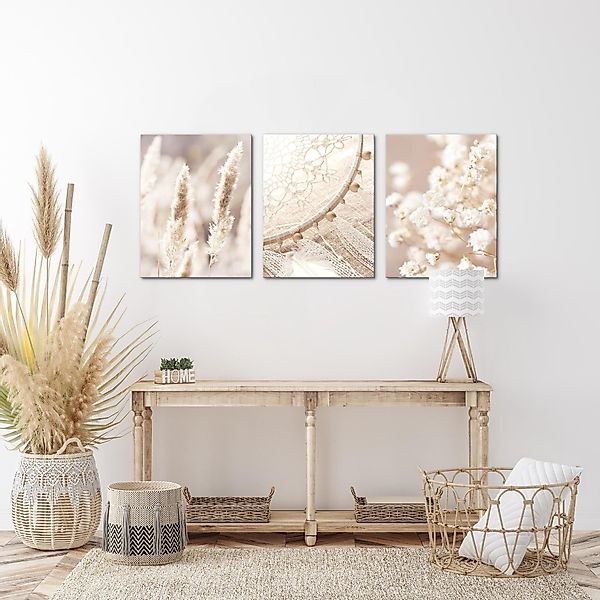 Novart Wandbild 3 Wandbilder Set Natur Wohnzimmer Deko Landschaft Berge Boh günstig online kaufen