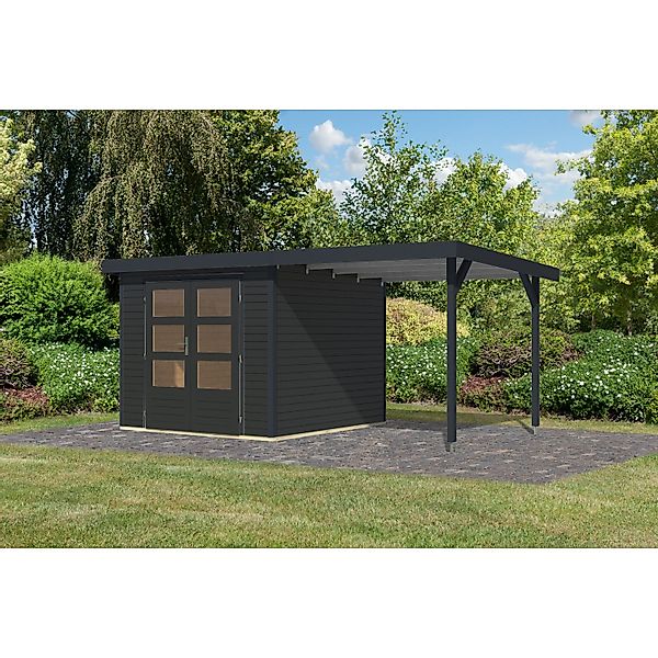 Karibu Gartenhaus Ernesto 3,5 C Anbaudach Anthrazit/Anthrazit 209 x 238 x 2 günstig online kaufen