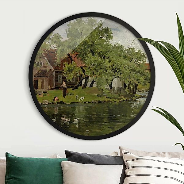 Rundes Gerahmtes Bild Edvard Munch - Fluss Akerselven günstig online kaufen