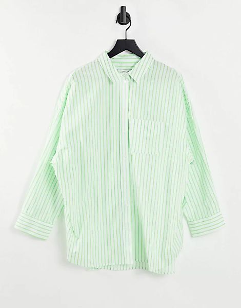 Topshop – Oversize-Popelinehemd in Grün günstig online kaufen