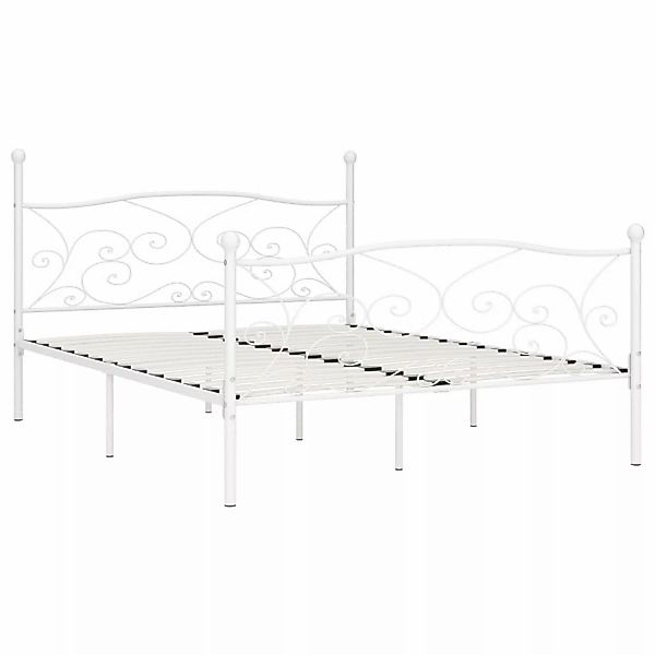 Bettgestell Mit Lattenrost Weiß Metall 200 Ã 200 Cm günstig online kaufen