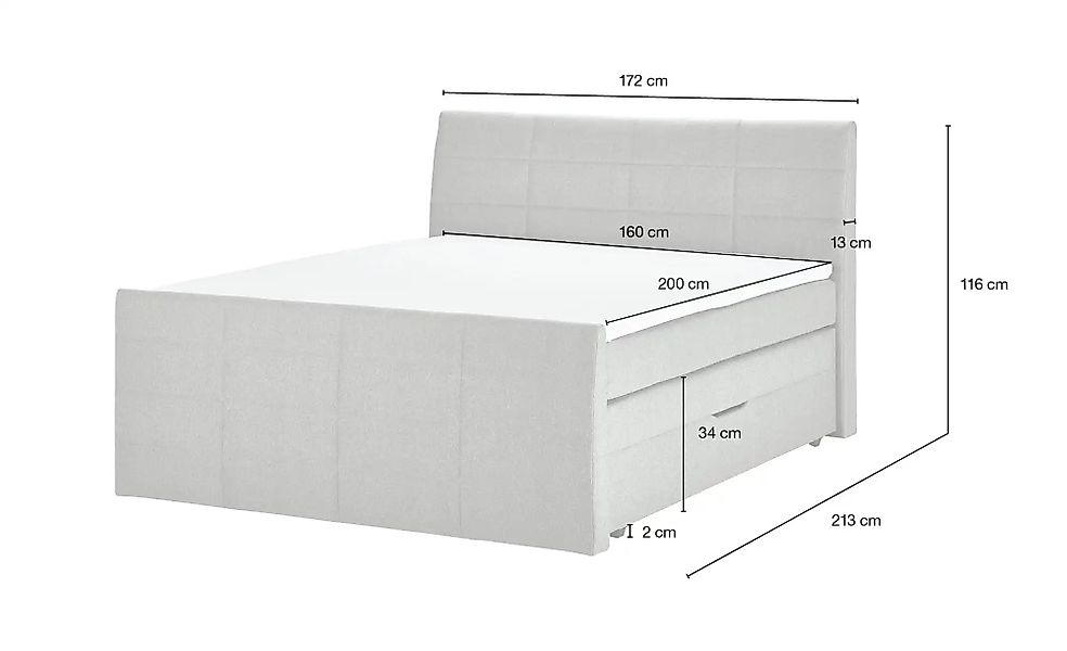 Boxspringbett mit Bettkasten und Topper Baron ¦ schwarz ¦ Maße (cm): B: 168 günstig online kaufen