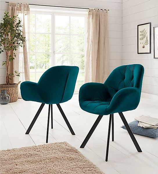 Home affaire Esszimmerstuhl Elli (Set, 2 St), Bezug in Samtstoff, schwarzes günstig online kaufen