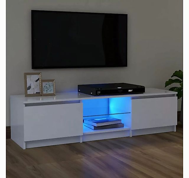 vidaXL TV-Schrank TV-Schrank mit LED Leuchten Weiß 120x30x35,5 cm Lowboard günstig online kaufen