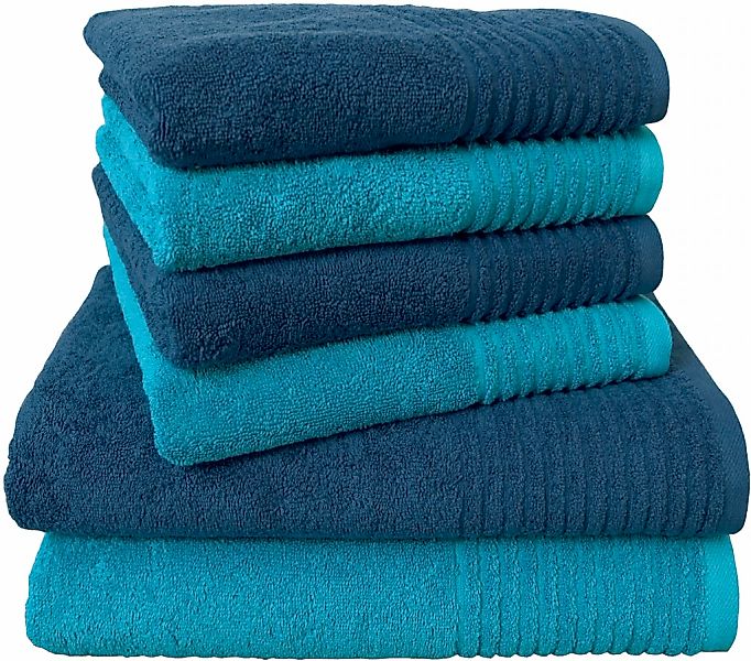 Dyckhoff Handtuch Set "Brillant" Set 6 Stk. Walkfrottee mit Streifenbordüre günstig online kaufen