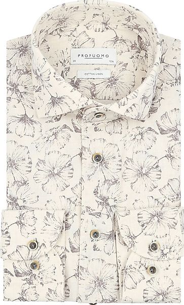 Profuomo Hemd Blumenmuster Beige  - Größe 44 günstig online kaufen
