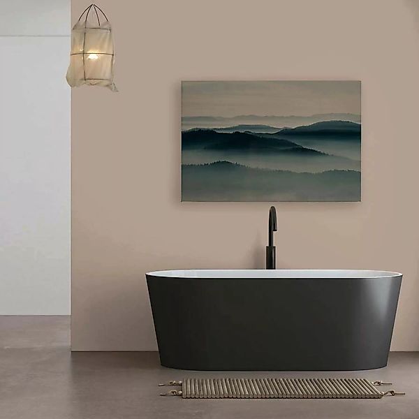 Bricoflor Bilder Landschaft In Nebel Deko Wandbild In Petrol Für Badezimmer günstig online kaufen