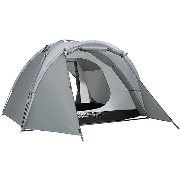 Outsunny Campingzelt Glasfaser Transporttasche Grau 350L x 220B x 145H cm günstig online kaufen
