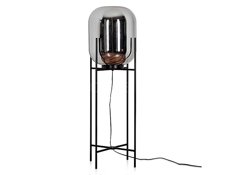 hofstein Stehlampe moderne Stehlampe aus Metall/Glas in Schwarz/Chromfarben günstig online kaufen