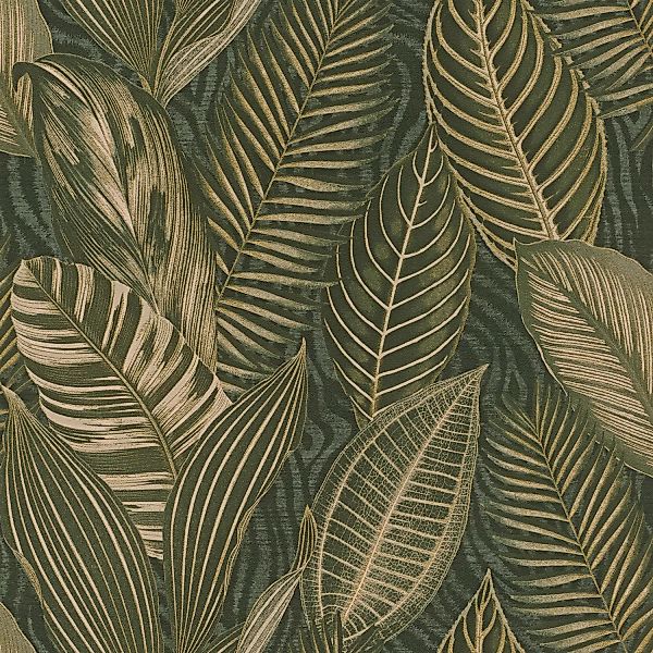 Rasch Vliestapete African Queen III Blätter Dunkelgrün 10,05 x 0,53 m günstig online kaufen