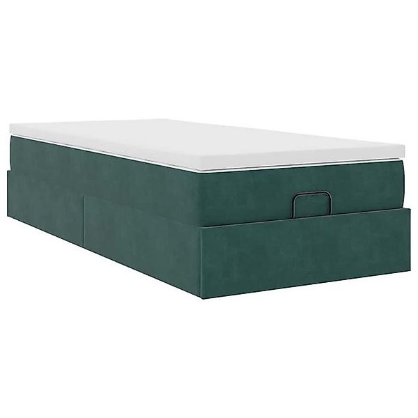 vidaXL Bett Ottoman-Bett mit Matratze Dunkelgrün 90x200 cm Samt günstig online kaufen