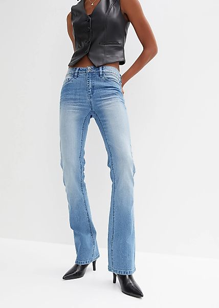 bonprix Schlagjeans "Flared Jeans Mid Waist, Stretch" Flared Jeans Mid Wais günstig online kaufen