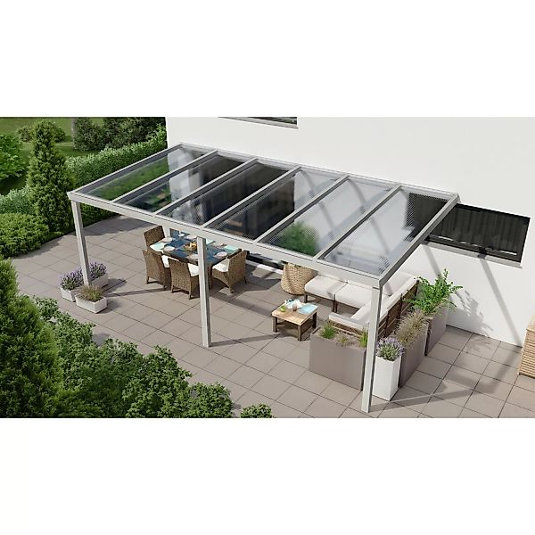 Terrassenüberdachung Professional 600 cm x 300 cm Grau Struktur PC Klar günstig online kaufen