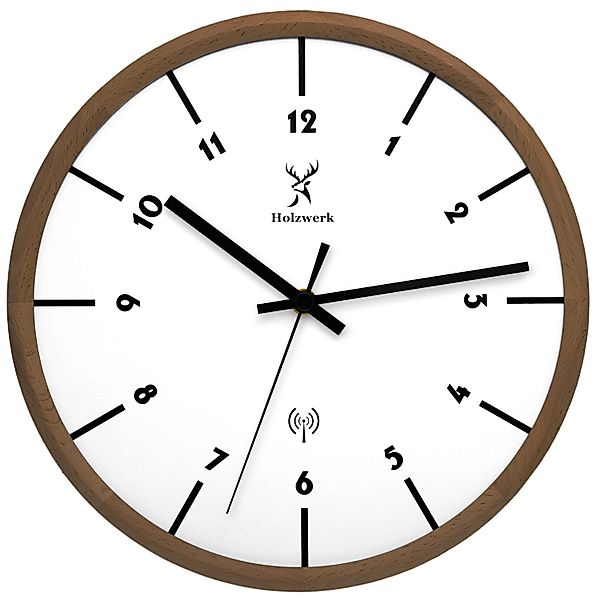Holzwerk Funkwanduhr moderne Funk Holz Wand günstig online kaufen
