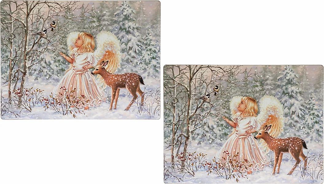 Myflair Möbel & Accessoires Platzset "Engel mit Reh, Weihnachtsdeko" Kork günstig online kaufen