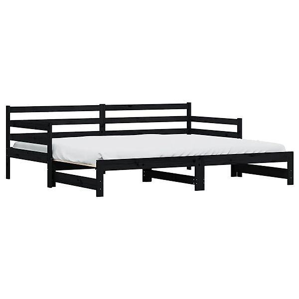 vidaXL Gästebett Tagesbett Ausziehbar Schwarz 90x200 cm Massivholz Kiefer G günstig online kaufen