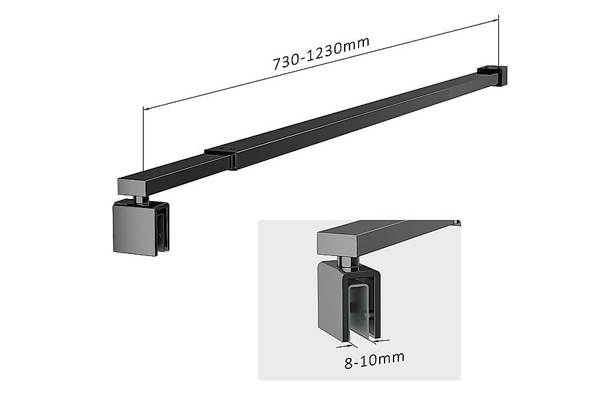 Hopibath Duschwand-Stabilisationsstange Chrom Schwarz für 8-10mm haltestang günstig online kaufen