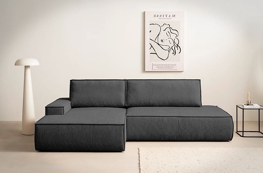 Home affaire Ecksofa "SHERWOOD, Schlafsofa in L-Form offen (275cm), Cord, L günstig online kaufen
