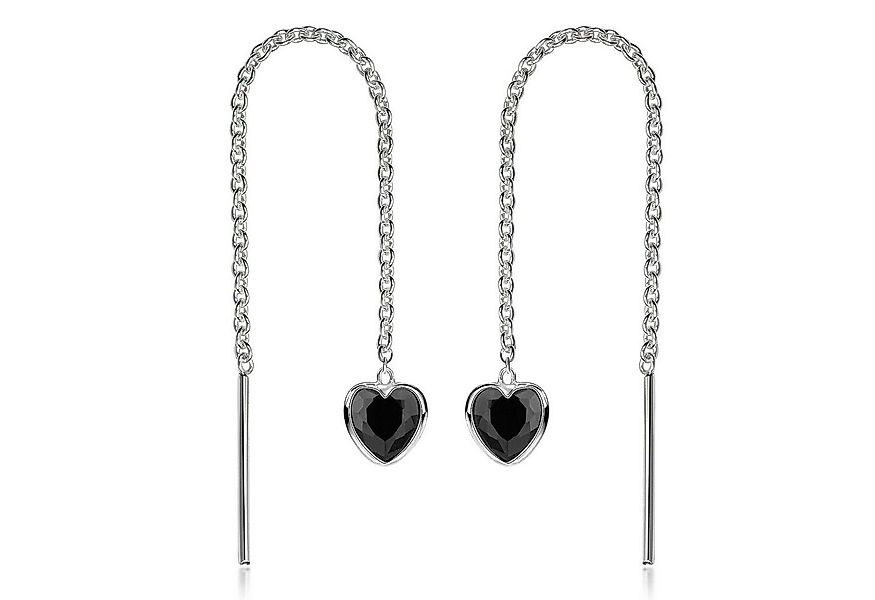 Materia Paar Ohrhänger Damen Silber Herz Zirkonia Schwarz filigran SO-480, günstig online kaufen