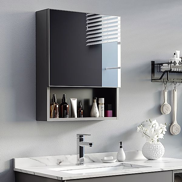 Kleankin Spiegelschrank Badezimmerschrank mit Spiegeltür 2 günstig online kaufen