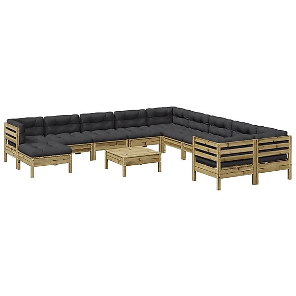 vidaXL 12-Tlg Garten-Sofagarnitur mit Kissen Kiefernholz Imprägniert 329965 günstig online kaufen
