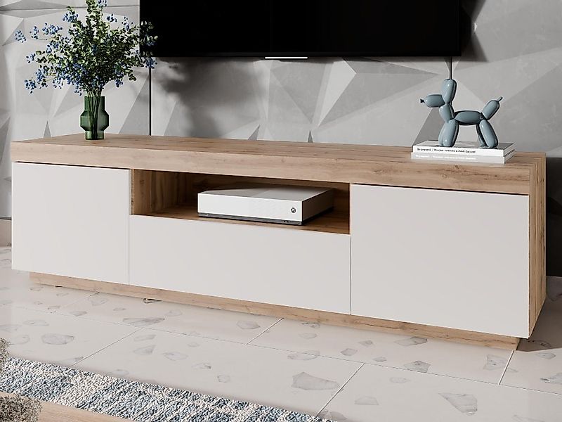 ALLHOUSE24 TV-Schrank WIXI - Wotan Eiche weiße oder schwarze Front TV-Board günstig online kaufen