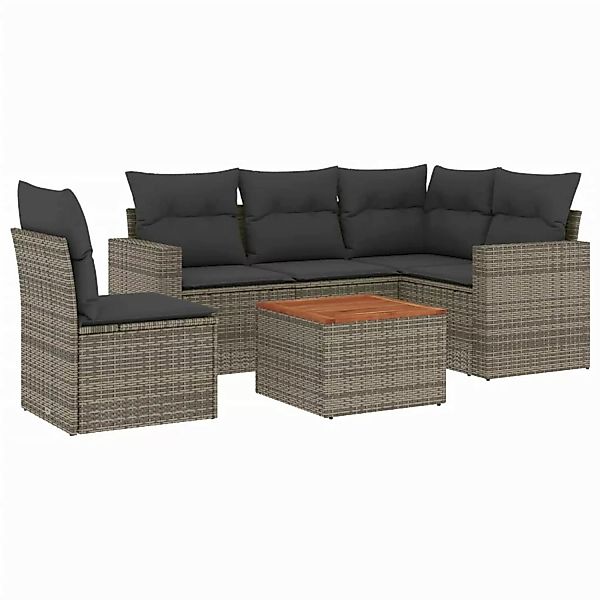 vidaXL 6-tlg Garten-Sofagarnitur mit Kissen Grau Poly Rattan Modell 88 günstig online kaufen