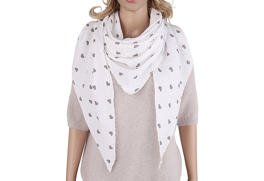 MIRROSI Dreieckstuch Aus Musellin Dreiecksschal ca.195x80 cm, Herz Print Ma günstig online kaufen