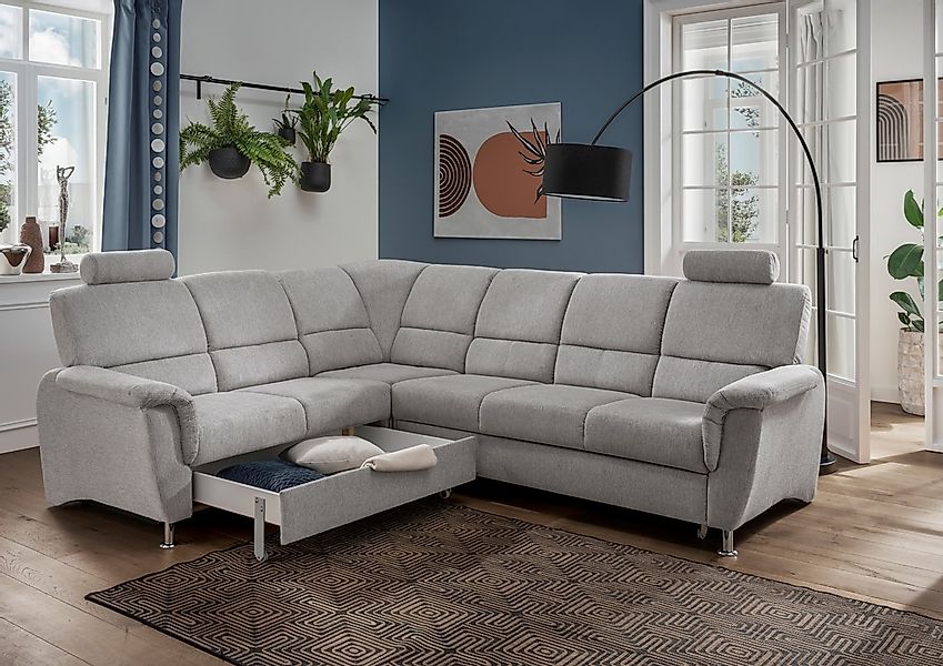 Home affaire Ecksofa »Pisa L-Form, mit Schlaffunktion, Stauraum, 2x höhenve günstig online kaufen