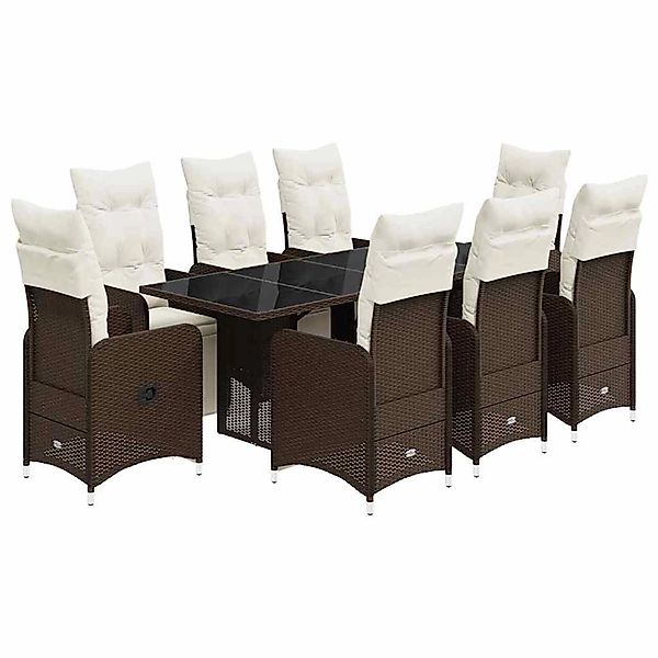 vidaXL 9-Tlg Garten-Bistro-Set mit Kissen Braun Poly Rattan 3277194 günstig online kaufen