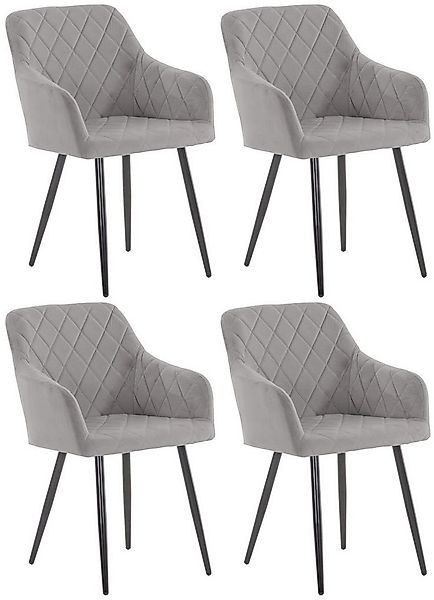 CLP Küchenstuhl Shila (4er Set, 4 St), Metall, Samt/ Stoff, mit Armlehnen günstig online kaufen