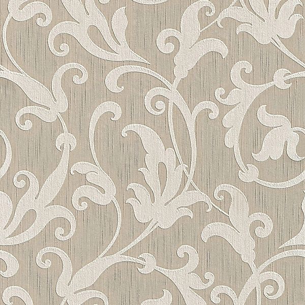 PROFHOME 954901-GU Textiloptik Tapete Barock Matt Beige Silber 0,53 m x 10, günstig online kaufen