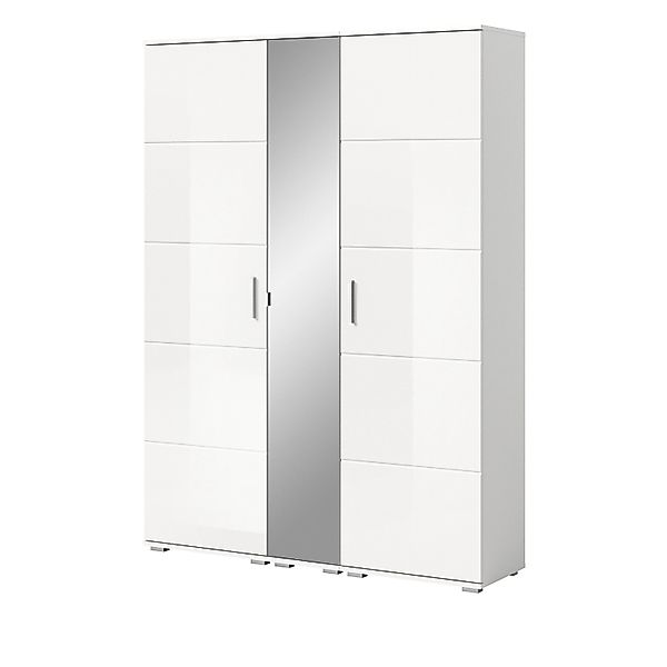 Inn.Furn Garderoben-Set Weiß Hochglanz 3-teilig 140 cm mit 12 Fächern Grazi günstig online kaufen